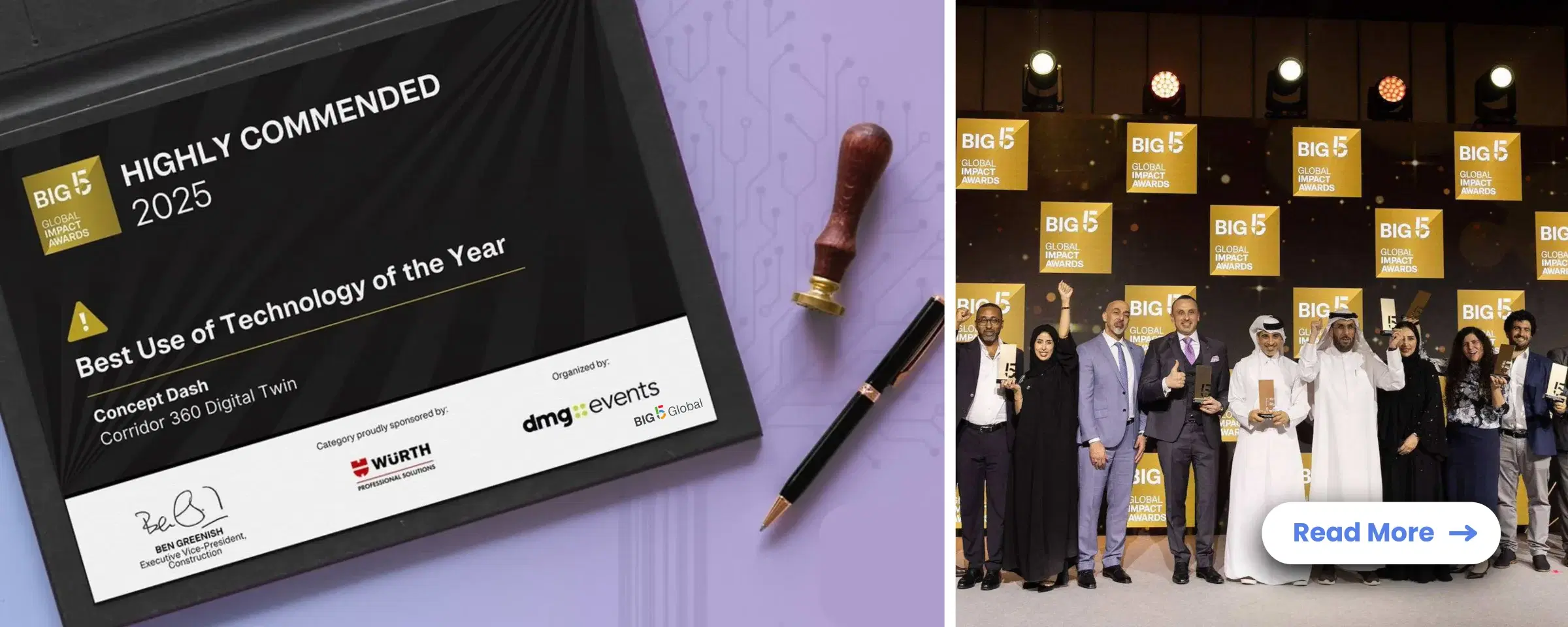 Concept Dash is Highly Commended for Best Use of Technology of the Year at the 2025 Big 5 Global Impact Awards.